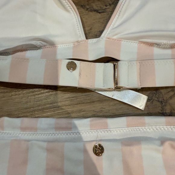 Striped Peach and White Bikini Set - Picture 6 of 8